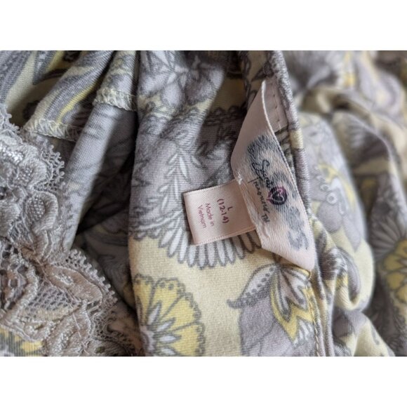 secret Treasures Womens Floral Lace Trim Nightgown Size L Yellow & Gray - Picture 6 of 8